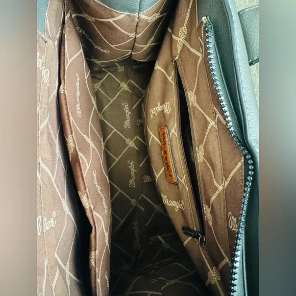 Stylish Gray Leather Tote Bag ,WRANGLER BRAND! - Picture 4 of 11